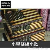 INPHIC-復古米字旗木盒木箱國旗老式英倫擺飾道具櫥窗做舊收納盒-小星條旗小款